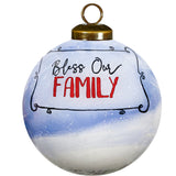 Bless Our Family Snowman Glass Ornament