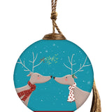 I Love You Deer Hand-Painted Glass Ornament