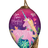 You Are Magical Unicorn Hanging Glass Ornament – Hand-Painted