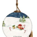 Santa's Christmas Train Glass Ornament