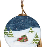 Santa's workshop Christmas Hanging Glass Ornament