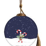 Let It Snow Snowman Christmas Hanging Glass Ornament