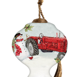 Christmas On The Farm Hand-Painted Glass Ornament