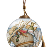 Day at the Beach Hand-Painted Glass Ornament