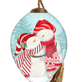 Peppermint Snow Couple Finial Ornament