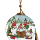 Caroling With My Gnomies Glass Ornament