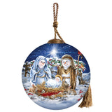 Snow Family Nativity Glass Ornament