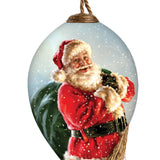 Here Comes Santa Claus Glass Ornament