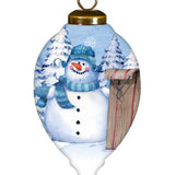 Sled Snowman Round Ornament