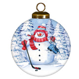 Hockey Snowman Round Ornament