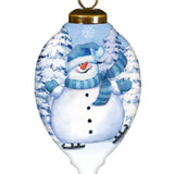 Ice Skating Snowman Round Ornament