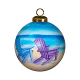 Coastal Rainbow Chairs Hand-Painted Glass Ornament