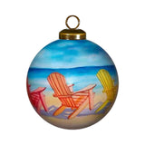 Coastal Rainbow Chairs Hand-Painted Glass Ornament