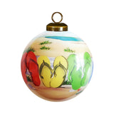 Colorful Flip Flops Hand-Painted Glass Ornament