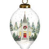 Holiday Village Church Teardrop Ornament