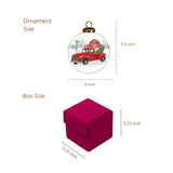 Christmas On The Farm Red truck Glass Ornament
