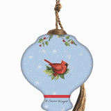 Festive Snowman with Stockings and Gifts Christmas Hanging Glass Ornament