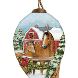 Holiday Homestead Hand-Painted Glass Ornament