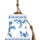 Blue & White Christmas Poinsettia Hand-Painted Glass Ornament