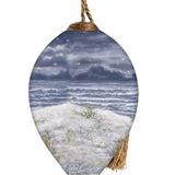 Moonlit Beach with Santa's Sleigh Glass Hanging Glass Ornament