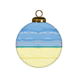 Colorful Beach Houses Hand-Painted Glass Ornament