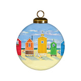 Colorful Beach Houses Hand-Painted Glass Ornament