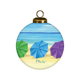 Beach Umbrellas Hand-Painted Glass Ornament
