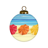 Beach Umbrellas Hand-Painted Glass Ornament