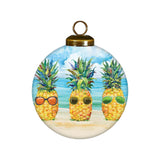 Pineapple Beach Party Hand-Painted Glass Ornament