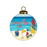 Beach Life Hand-Painted Glass Ornament