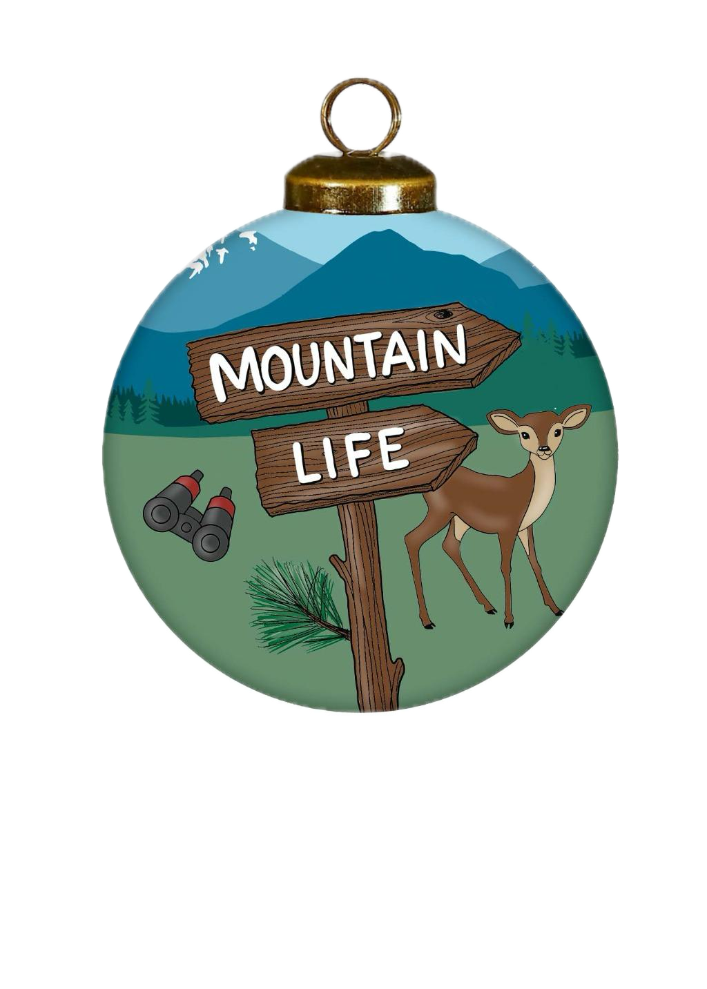 Mountain Life Hand-Painted Glass Ornament – Nature Keepsake Gift