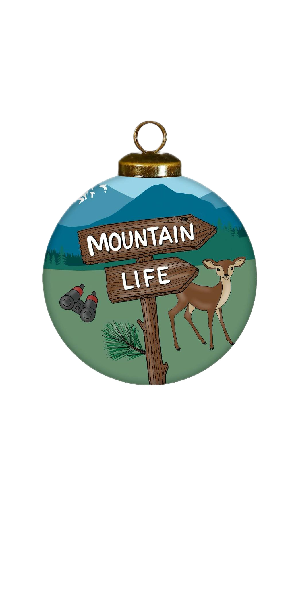 Mountain Life Hand-Painted Glass Ornament – Nature Keepsake Gift