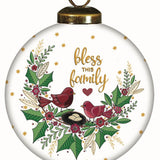 Bless This Family Hand-Painted Glass Ornament