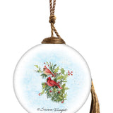 Santa's Christmas Friends Glass Ornament