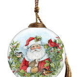 Santa's Christmas Friends Glass Ornament