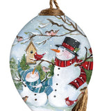 Feeding The Birds Round Ornament