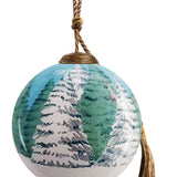 Christmas Party Penguins Glass Ornament