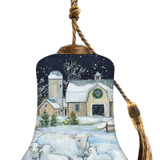 Winter On The Farm Hand-Painted Glass Ornament