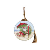 Santa's Beach Vacation Hand-Painted Glass Ornament – Tropical Christmas Coastal Keepsake