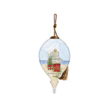 Santa's Flamingo Float Hand-Painted Glass Ornament – Tropical Christmas Coastal Keepsake