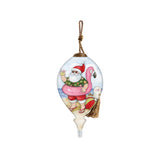 Santa's Flamingo Float Hand-Painted Glass Ornament – Tropical Christmas Coastal Keepsake
