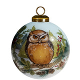 Woodland Owl Hand-Painted Glass Ornament by Susan Winget – Nature Lover Gift
