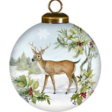 Woodland Deer Hand-Painted Glass Ornament by Susan Winget – Nature Keepsake Gift