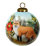 Woodland Fox Hand-Painted Glass Ornament by Susan Winget – Forest Animal Gift