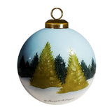 Winter Rooster Hand-Painted Glass Ornament