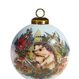 Woodland Hedgehog Hand-Painted Glass Ornament by Susan Winget – Nature Gift