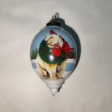 Peace on Earth Polar Bear Teardrop Ornament