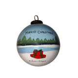 Merry Christmas Black Bear Glass Ornament