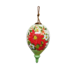 Poinsettia & Holly Hand-Painted Glass Ornament