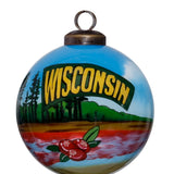 Wisconsin Hand-Painted Glass Ornament – Dairyland State Keepsake